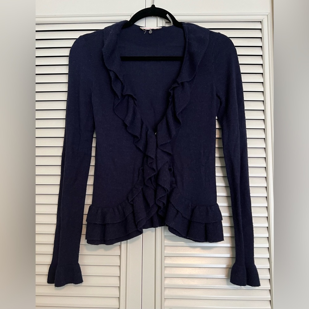 Rebecca Taylor soft Navy Ruffled Sweater